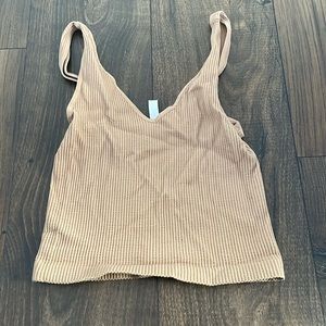 Nude color v neck crop top